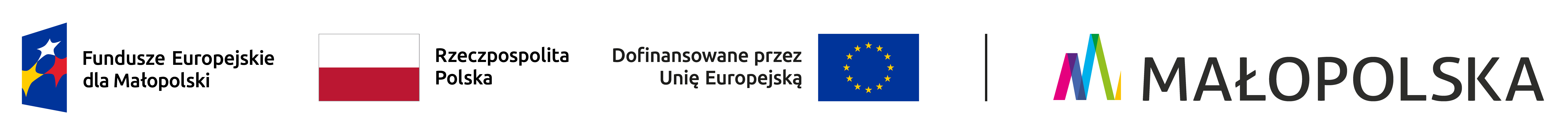 logotypy Fundusze europejskie dla małopolski, Rzeczpospolita polska, Unia Europejska, Małopolska